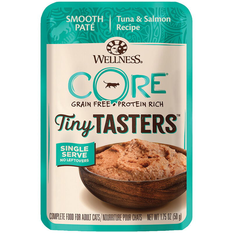 Wellness, Pouch, Feline Adult - Core Tiny Tasters - Tuna & Salmon - 50 g - 12 pk - Wet Cat Food image number null