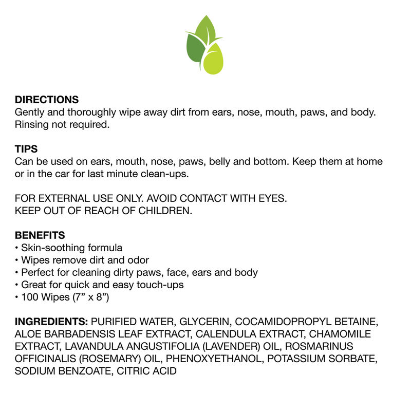Pure and Natural Pet, Grooming and Cleansing Wipes - Lavender and Rosemary - 100 ct image number null