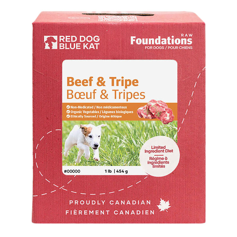 Red Dog Blue Kat, Foundations Beef and Tripe 4x0.25lb - Frozen Dog Food image number null