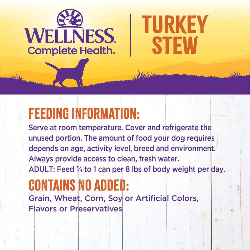 Wellness, Canned Dog Food, Chunks & Gravy, Turkey Stew with Barley & Carrots - 12.5 oz - Wet Dog Foo image number null