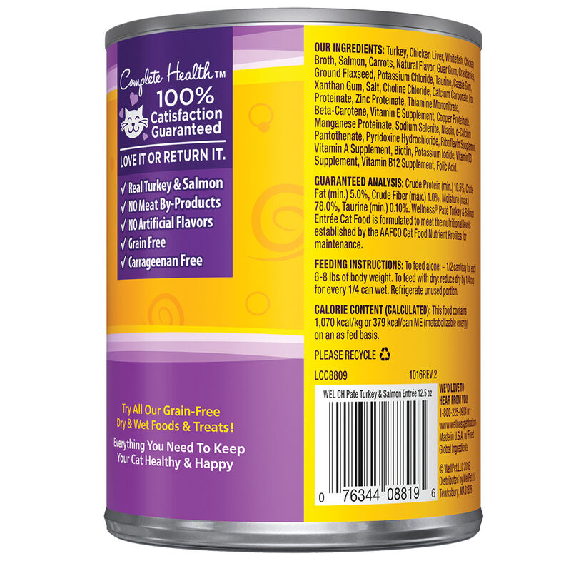 Wellness, Canned Cat Food, Complete Health, Turkey & Salmon - Wet Cat Food image number null