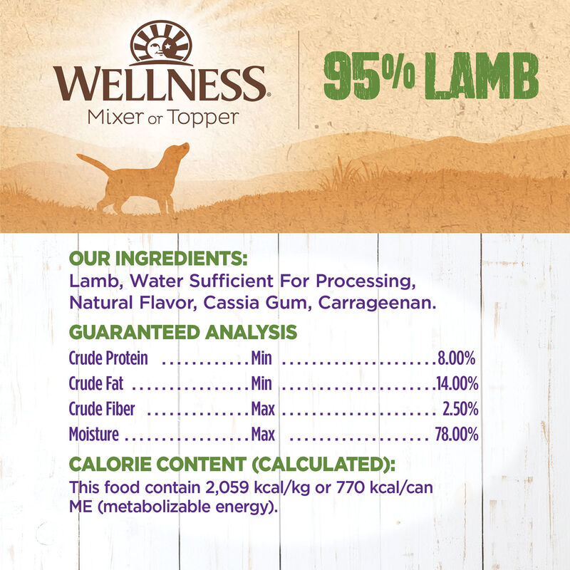 Wellness, Canned Dog Food, Mixers & Toppers, 95% Lamb - 13 oz - Wet Dog Food image number null