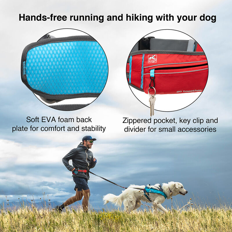 Kurgo, "Ontrail" Running Belt, Adjustable 2in-45in - Red/Blue image number null