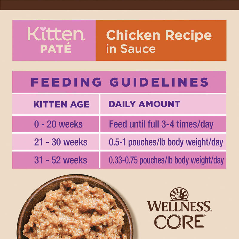 Wellness, Pouch, Kitten - Core Grain Free Tiny Tasters Chicken Recipe Pate - 50g - Wet Cat Food image number null