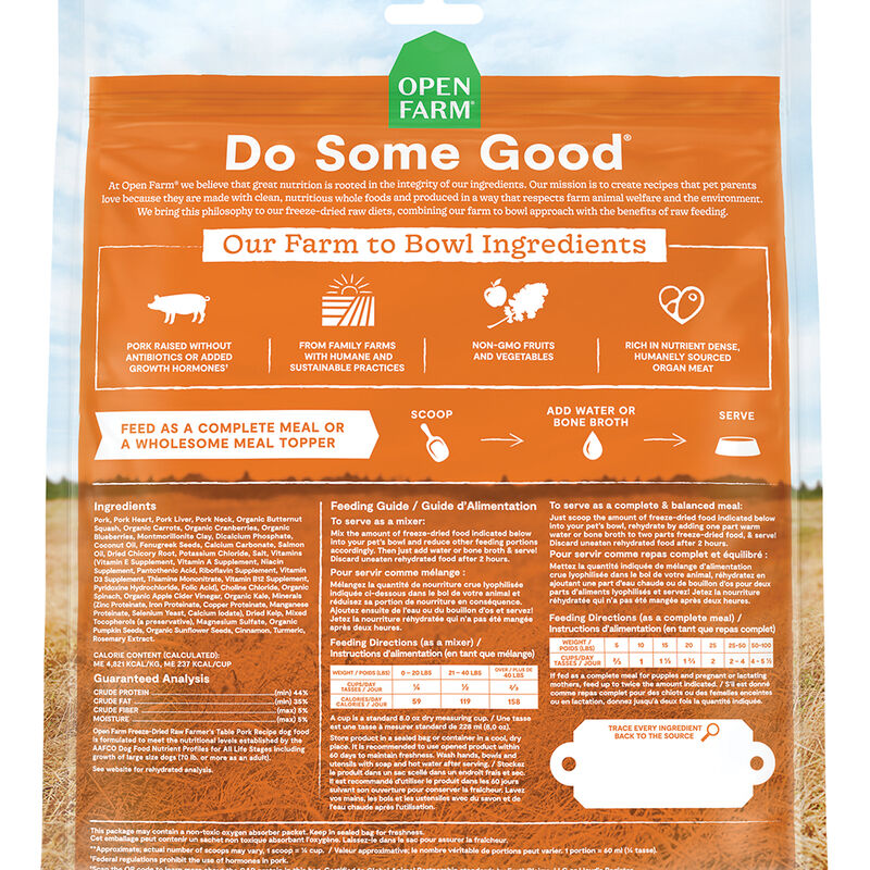 Open Farm, Farmer's Table Pork Freeze Dried Raw Dog Food - Freeze Dried Dog Food image number null