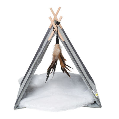 BeOneBreed, Felt Cat Tent w/ Cushion - Grey - Plush Cat Bed