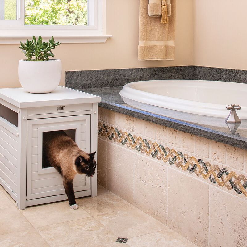 New Age Pet, LitterLoo Litter Box Cover - End Table - Antique White image number null