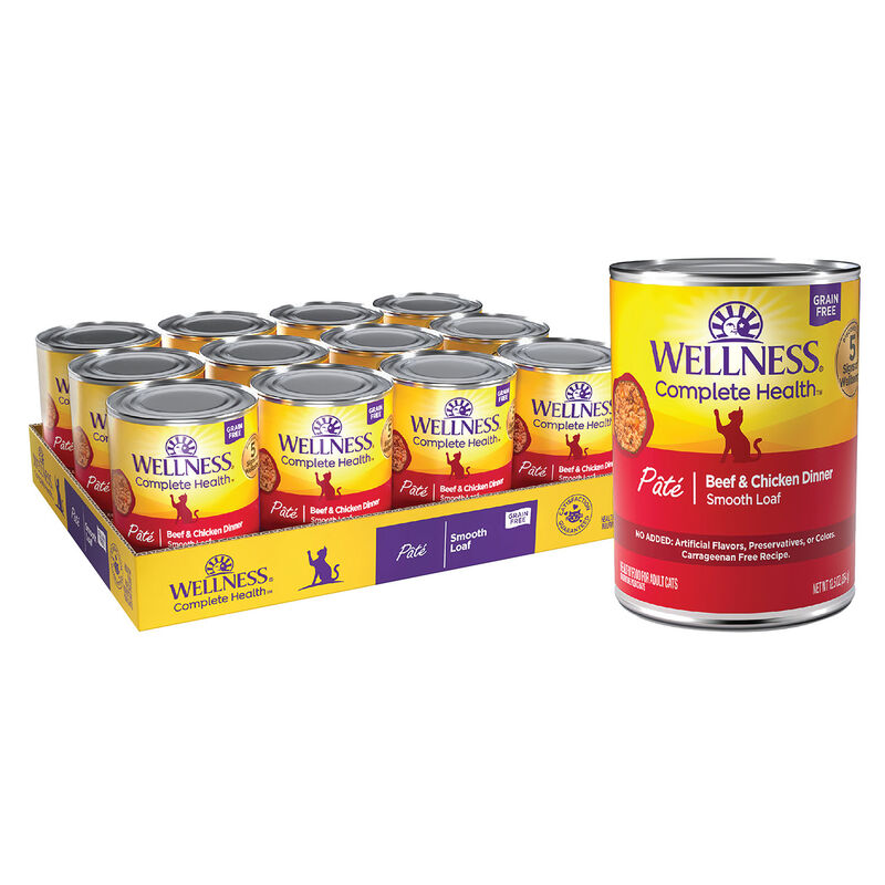 Wellness, Canned Cat Food, Complete Health, Beef & Chicken - Wet Cat Food image number null