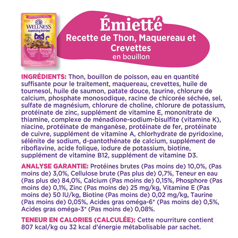 Wellness, Appetizing Entr&eacute;e - Flaked Tuna, Mackerel & Shrimp in Broth - Wet Cat Food image number null