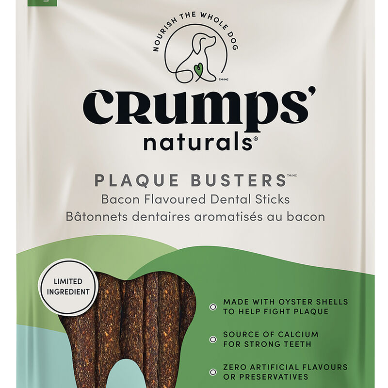 Crumps' Naturals, Bacon Style Plaque Busters - 7" - 10pk - Dog Treat image number null
