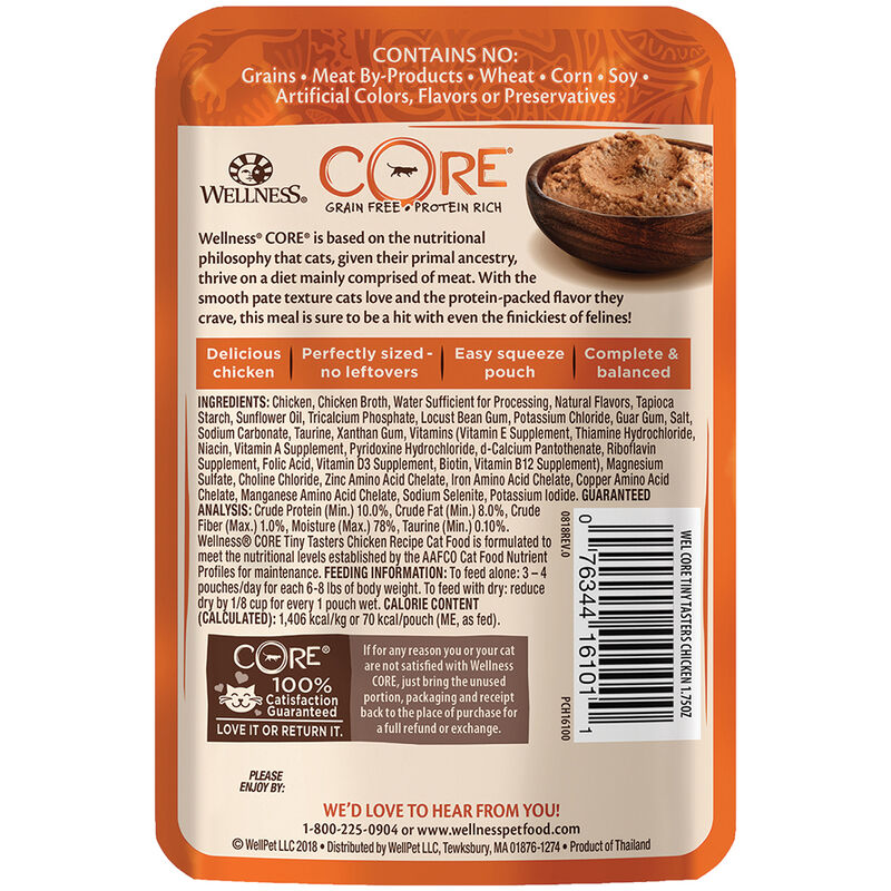 Wellness, Pouch, Feline Adult - Core Tiny Tasters - Chicken - 50 g - Wet Cat Food image number null