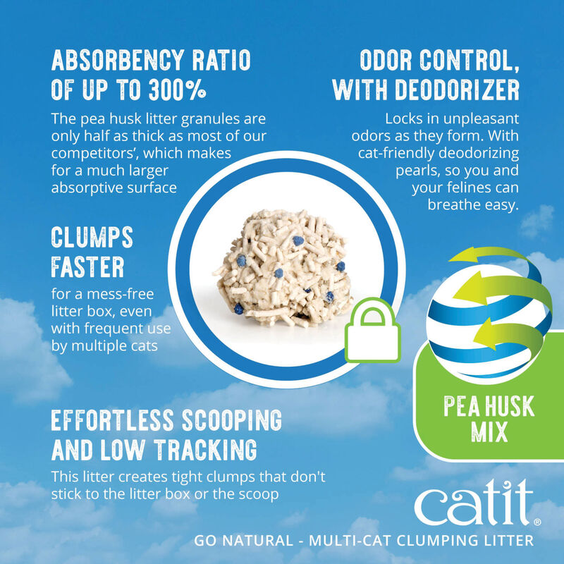 Catit Go Natural! Pea Husk Mix Multi-Cat Clumping Cat Litter Vanilla-Scented - 6.4 kg image number null