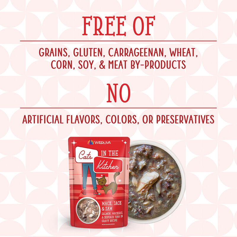 Weruva, Pouch, Feline Adult - Mack, Jack & Sam - 85 g - Shreds - Wet Cat Food image number null