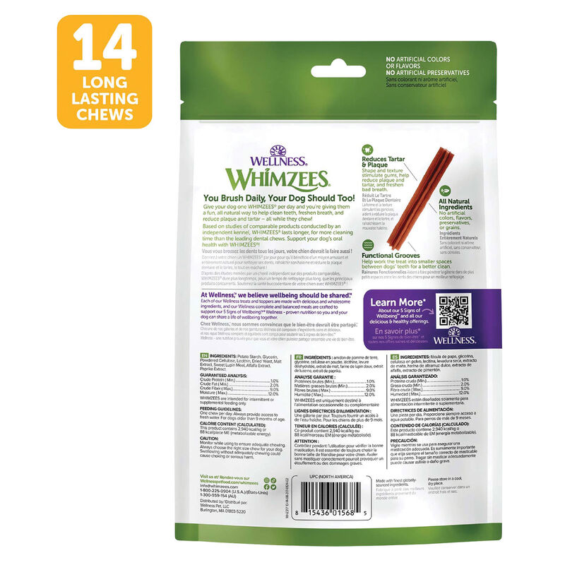 Whimzees, Dental Treat, Stix Value Pouch - Medium - 14 Pc image number null
