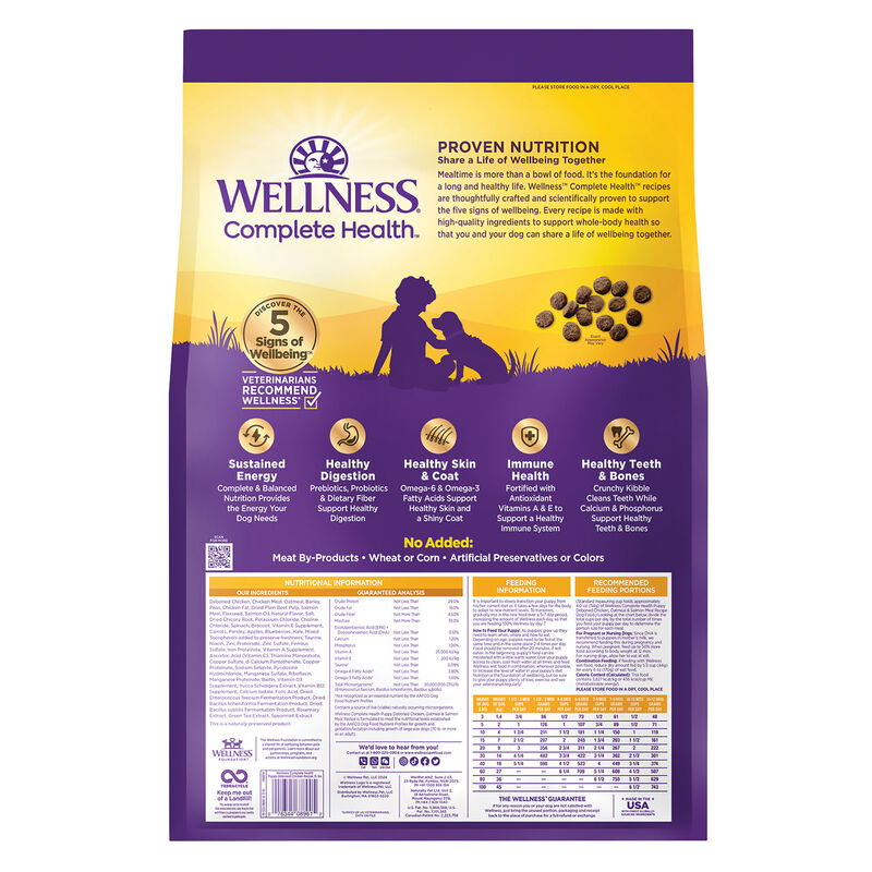 Wellness, Complete Health Puppy with Deboned Chicken, Oatmeal & Salmon Meal - Dry Dog Food image number null