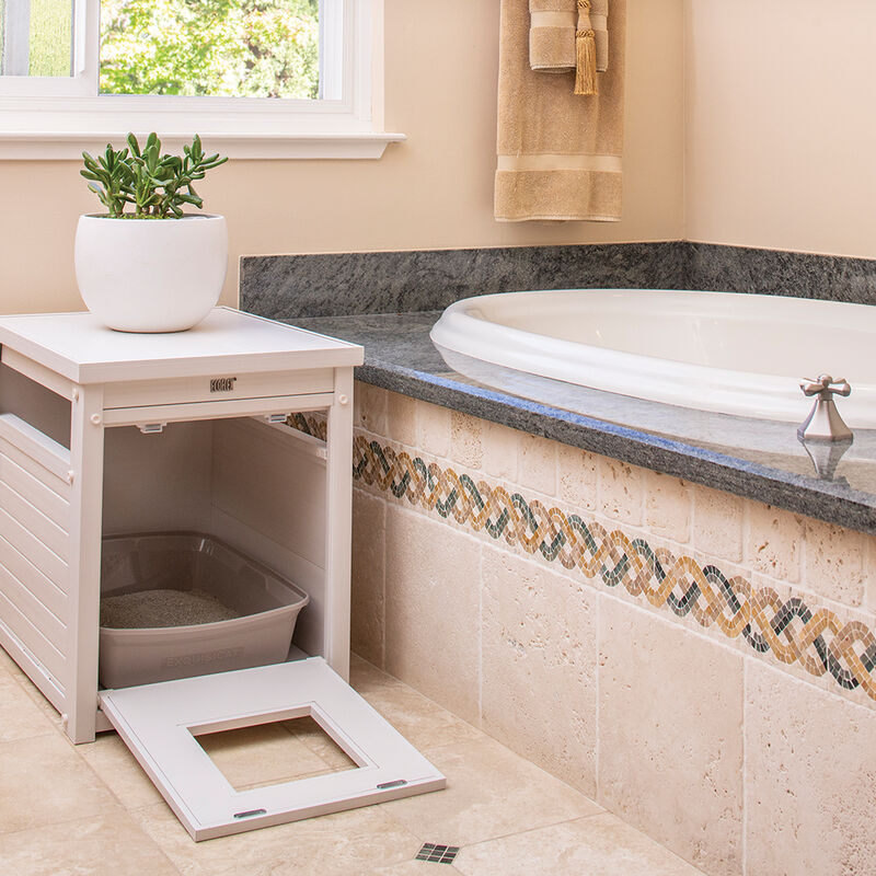 New Age Pet, LitterLoo Litter Box Cover - End Table - Antique White image number null