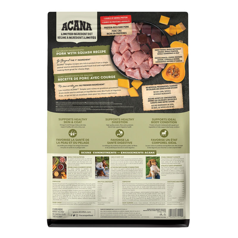 Acana, Adult - Singles Pork & Squash - Dry Dog Food image number null