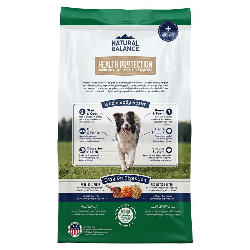 Natural Balance, Health Protection - Real Lamb, Brown Rice & Pumpkin Recipe - Dry Dog Food image number null