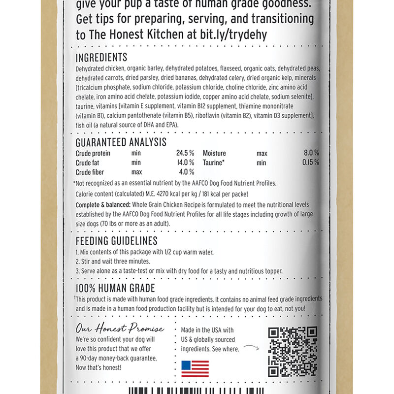 The Honest Kitchen, Adult - Whole Grain Chicken - Single Serve - 42.5g - Freeze Dried Dog Food image number null