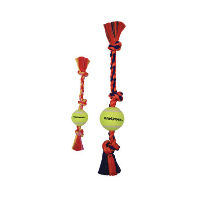 Mammoth, Flossy Chews - Mini 3 Knot Tug with Tennis Ball