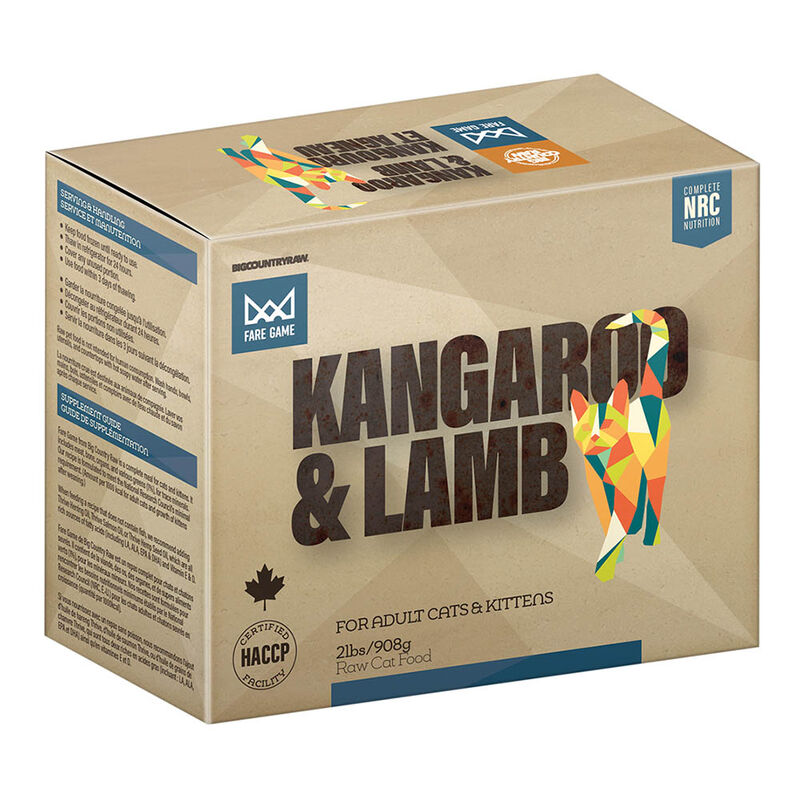 Big Country Raw, Fare Game - Kangaroo and Lamb - 4 x 1/2 lb - Frozen Cat Food image number null