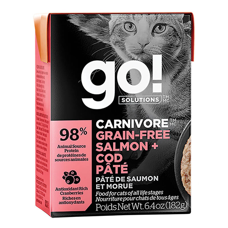 GO! SOLUTIONS, CARNIVORE Grain Free Salmon + Cod PÃ¢tÃ© for cats - Wet Cat Food image number null