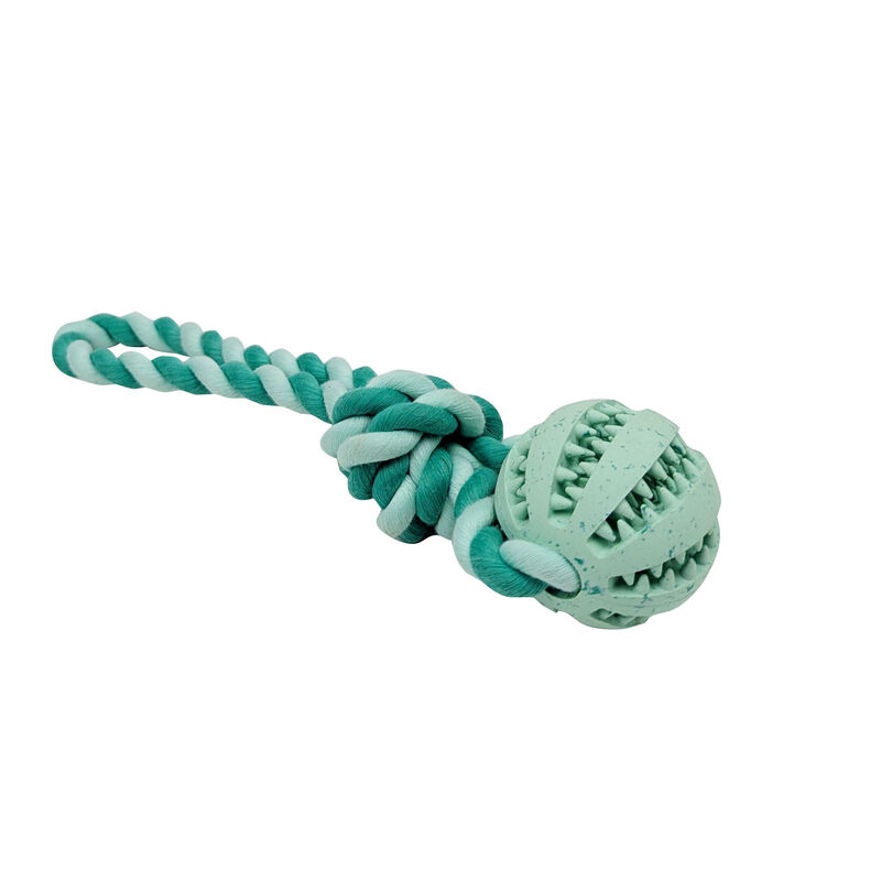 Bozzy Dental Ball with Rope Dog Toy image number null