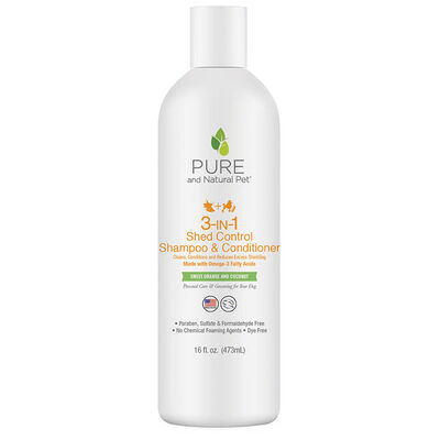 Pure and Natural Pet, 3-IN-1 Shed Control Shampoo & Conditioner - 16 oz
