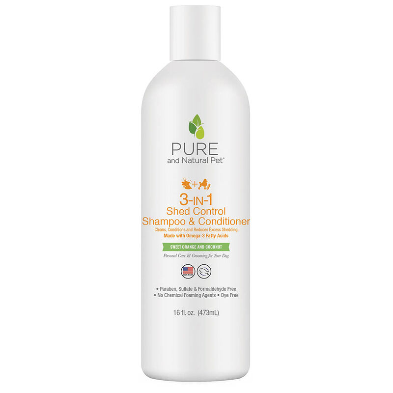 Pure and Natural Pet, 3-IN-1 Shed Control Shampoo & Conditioner - 16 oz image number null