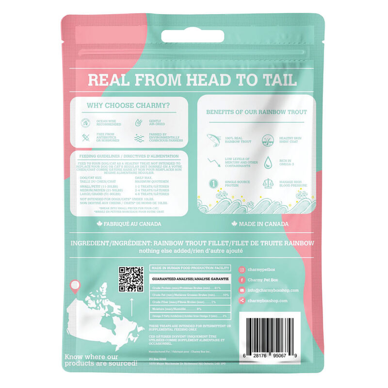 Charmy, Air Dried Rainbow Trout Filet Treats for Dogs image number null