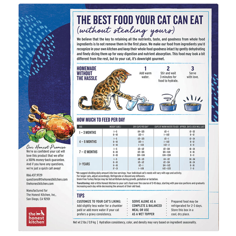 The Honest Kitchen, Adult Feline - GF Turkey  - 0.90 kg - Freeze Dried Cat Food image number null