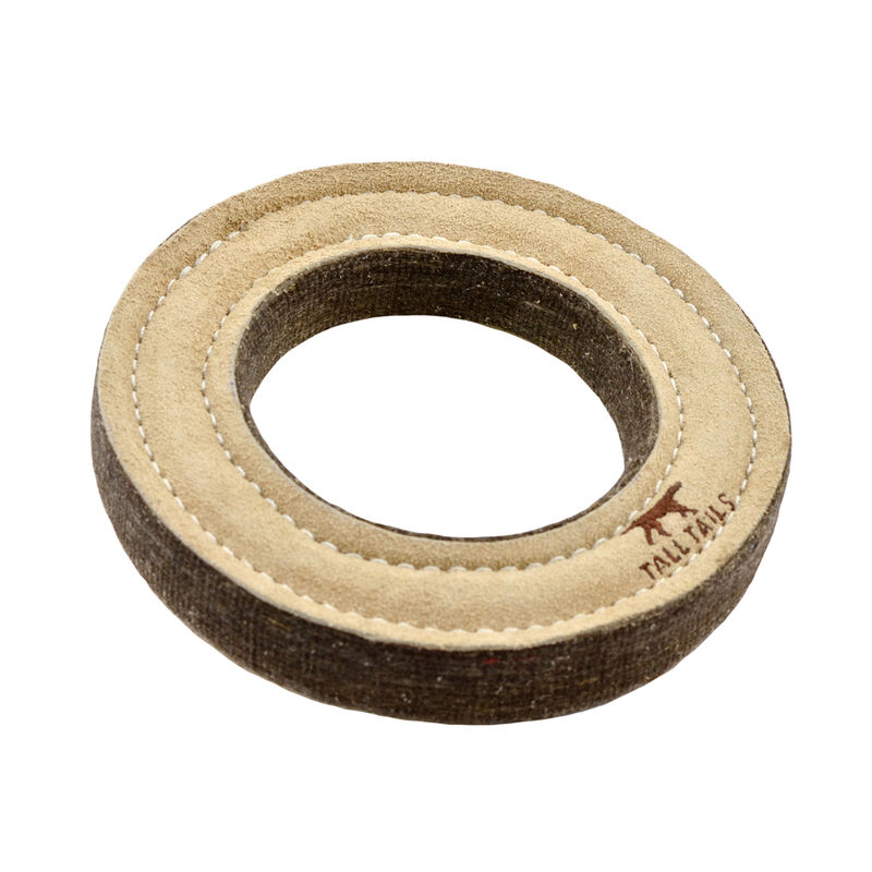 Tall Tails, Leather Wool Ring - 7" - Toss Dog Toy image number null