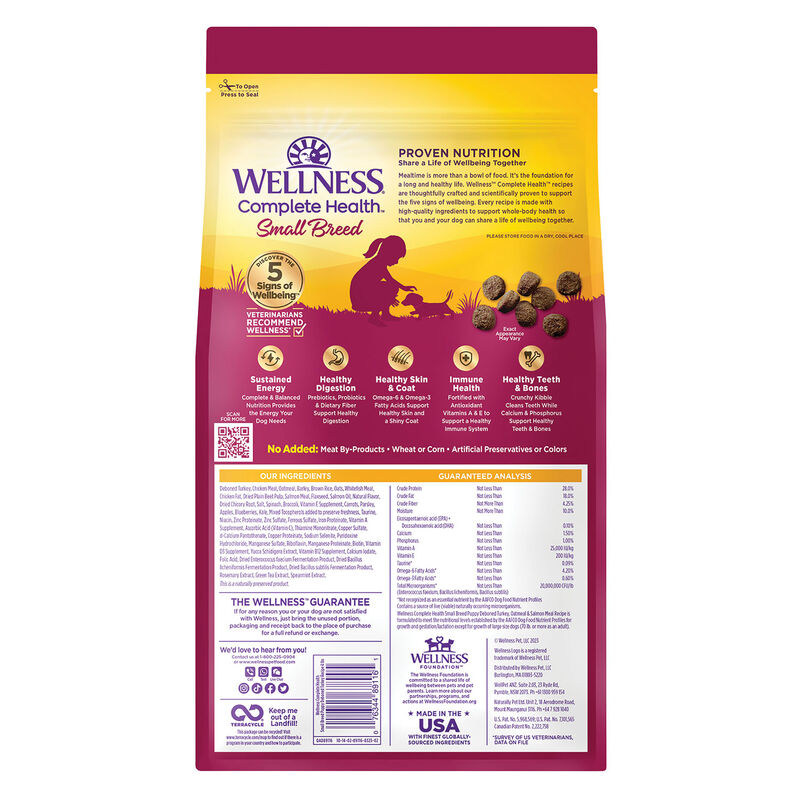 Wellness, Complete Health Small Breed, Puppy Turkey, Oatmeal & Salmon - 4 lb - Dry Dog Food image number null