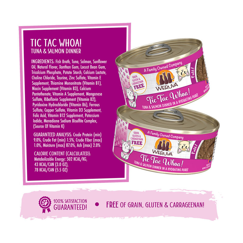 Weruva, Can Feline - Tic Tac Whoa - Tuna & Salmon - 156 g - Pate - Wet Cat Food image number null