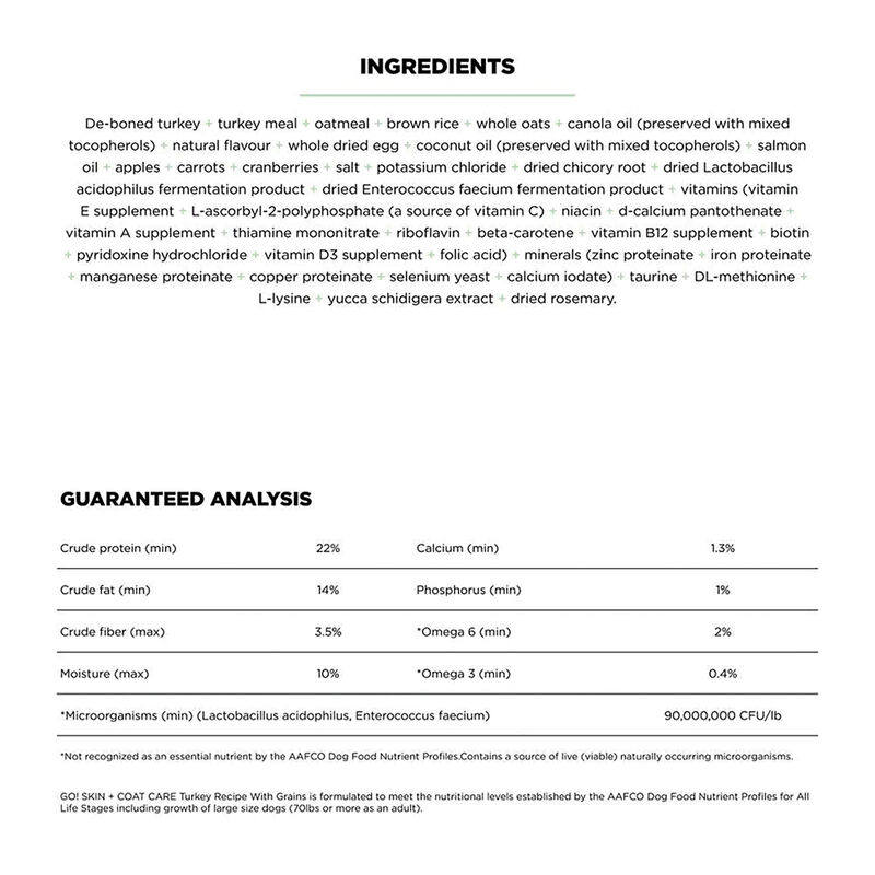 GO! SOLUTIONS, SKIN + COAT CARE Turkey Recipe With Grains for dogs - Dry Dog Food image number null