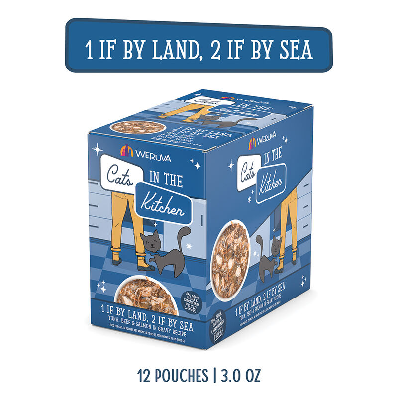 Weruva, Pouch, Feline Adult - 1 If By Land, 2 If By Sea - 85 g - Shreds - Wet Cat Food image number null