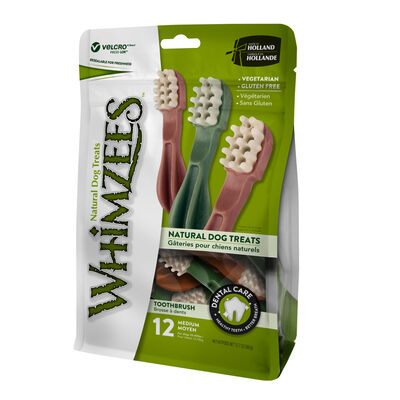 Whimzees, Dental Treat, Toothbrush Star Value Pouch -M-12 Pc
