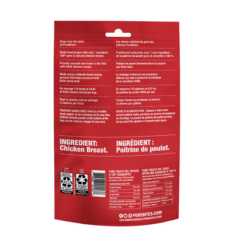 PureBites, Mid Size Dog Treats, Chicken - 85 g - Freeze Dried Dog Treat image number null