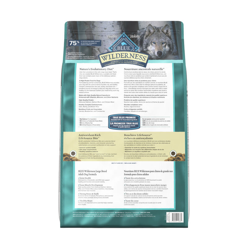 Blue Buffalo, Wilderness with More Meat & Wholesome Grains Large Breed Adult Dog - Salmon - Dry Dog  image number null