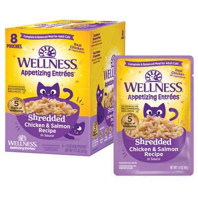 Wellness, Appetizing Entrée - Shredded Chaicken & Salmon in Sauce - Wet Cat Food