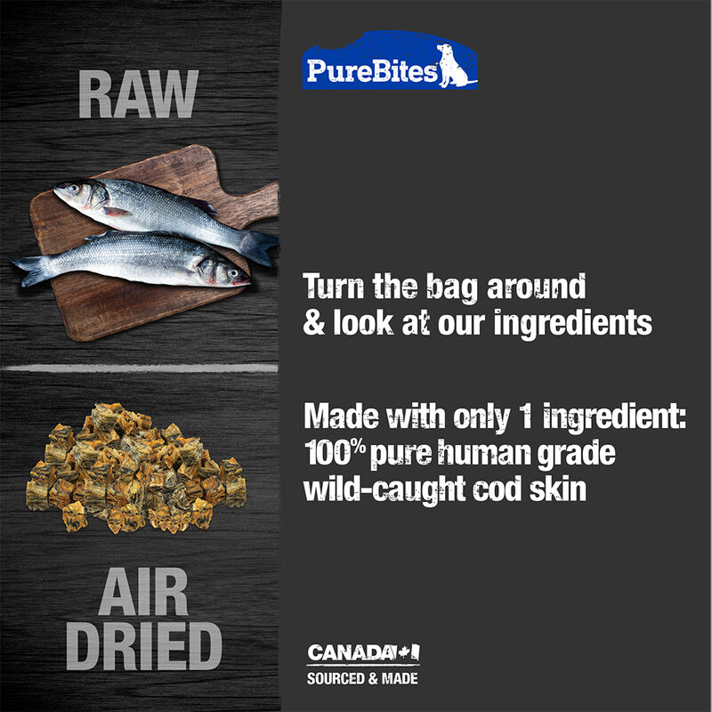 PureBites, Mid Size - Cod Skin Jerky - 137 g - Freeze Dried Dog Treat image number null