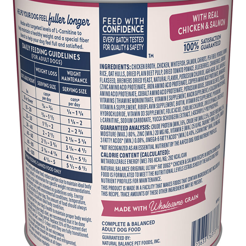 Natural Balance, Can, Adult - Fat Dog - Chicken & Salmon - 368 g - Wet Dog Food image number null