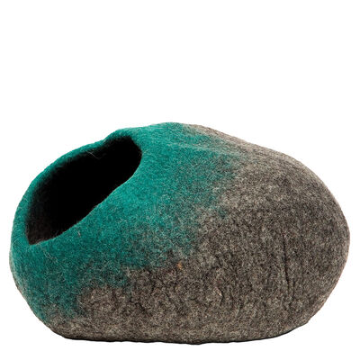 Dharma Dog Karma Cat, Wool Pet Cave - Ombre - Grey/Teal