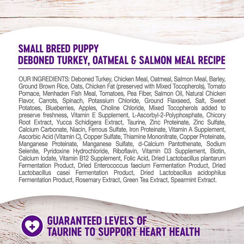 Wellness, Complete Health Small Breed, Puppy Turkey, Oatmeal & Salmon - 4 lb - Dry Dog Food image number null