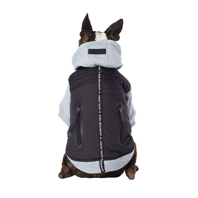 Hotel Doggy, Hybrid Hoody w/ Micro Fleece - Black/Grey - Dog Sweater