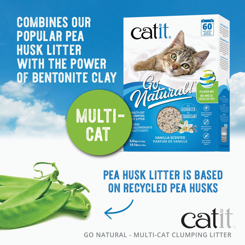 Catit Go Natural! Pea Husk Mix Multi-Cat Clumping Cat Litter Vanilla-Scented - 6.4 kg image number null