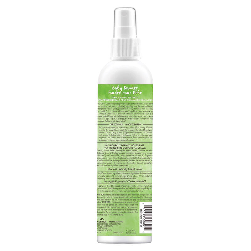 Tropiclean, Baby Powder Deodorizing Spray for Pets - 8 oz image number null