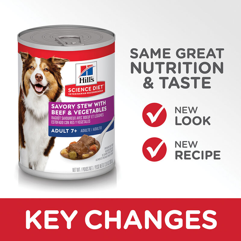 Science Diet, Adult 7+ Savory Stew with Beef & Vegetables Canned Dog Food, 363 g - Wet Dog Food image number null