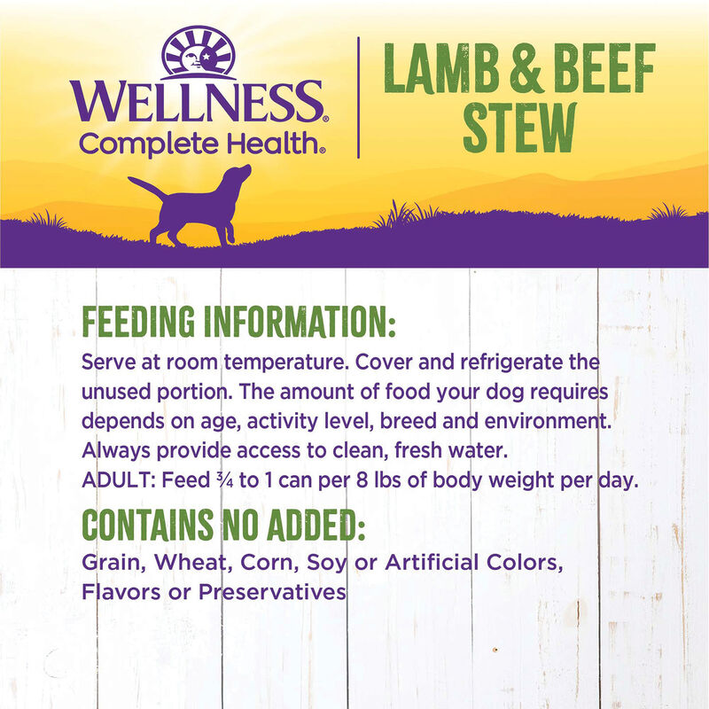 Wellness, Canned Dog Food, Chunks & Gravy, Lamb & Beef Stew with Brown Rice & Apples - 12.5 oz - Wet image number null