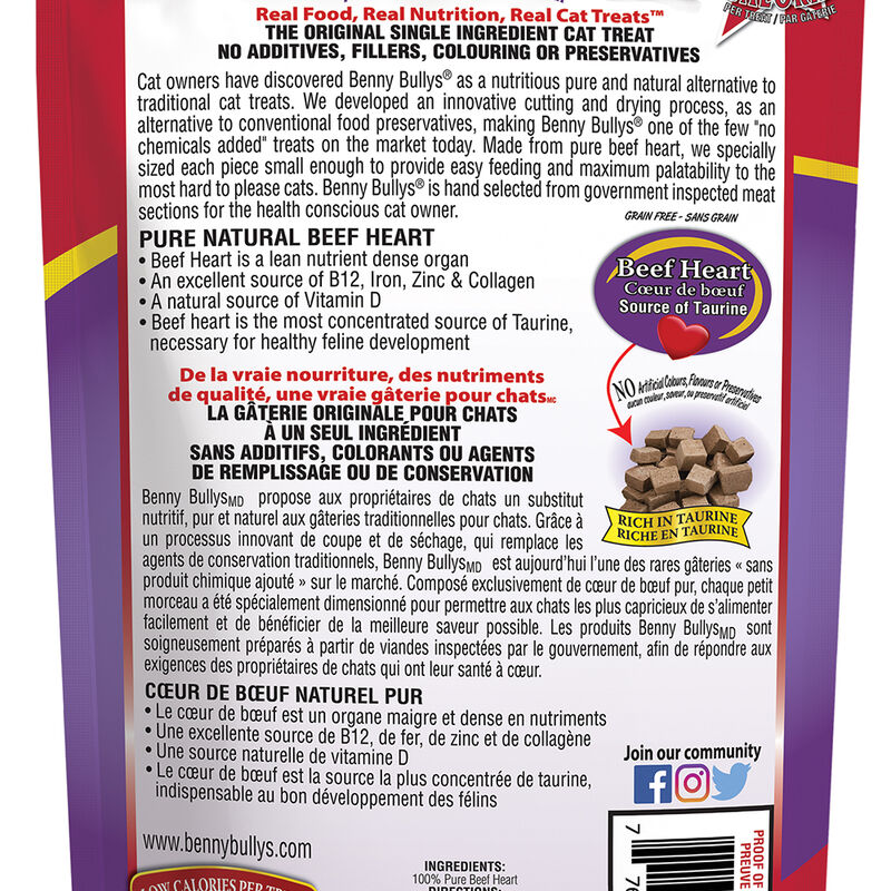 Benny Bully's, Feline Beef Heart Chops - 20 g - Cat Treat image number null